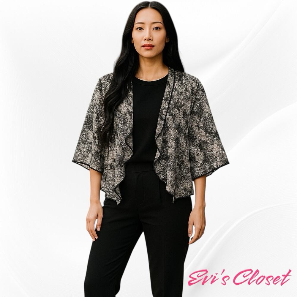 Dana Buchmam  Kimono Kaftan Wrap Snake Skin Pattern  3/4 Sleeves BOHO Sz M NWT